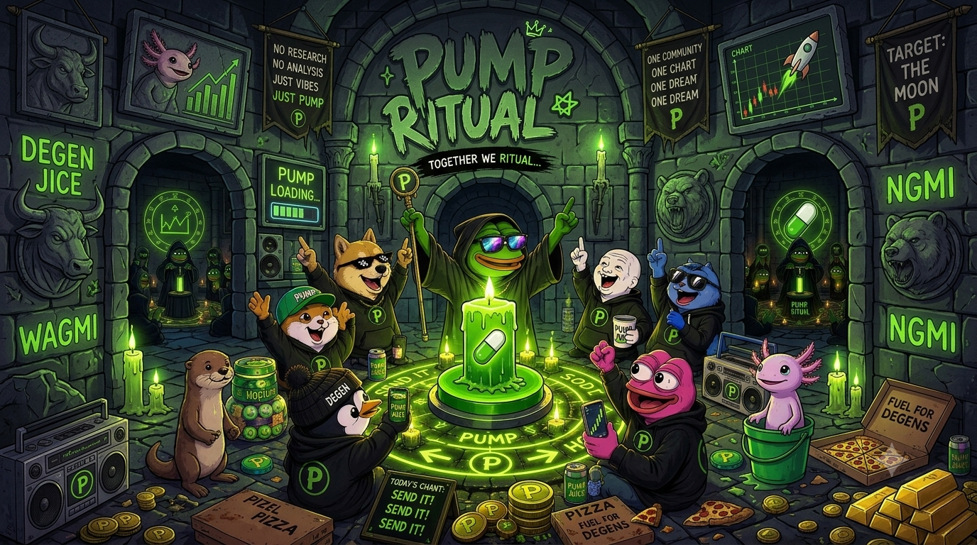 Pump Ritual community celebrating around the green candle